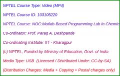NOC:Matlab-Based Programming Lab in Chemical Engineering