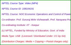 NOC:Economic Operations and Control of Power Systems