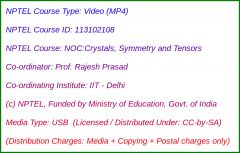 NOC:Crystals, Symmetry and Tensors
